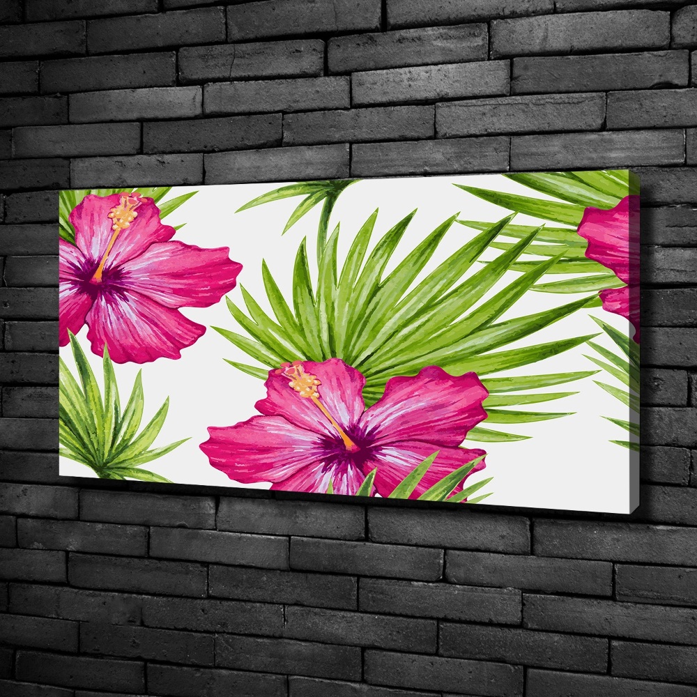 Tableau mural sur toile Fleurs hawaïennes roses