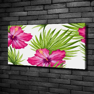 Tableau mural sur toile Fleurs hawaïennes roses