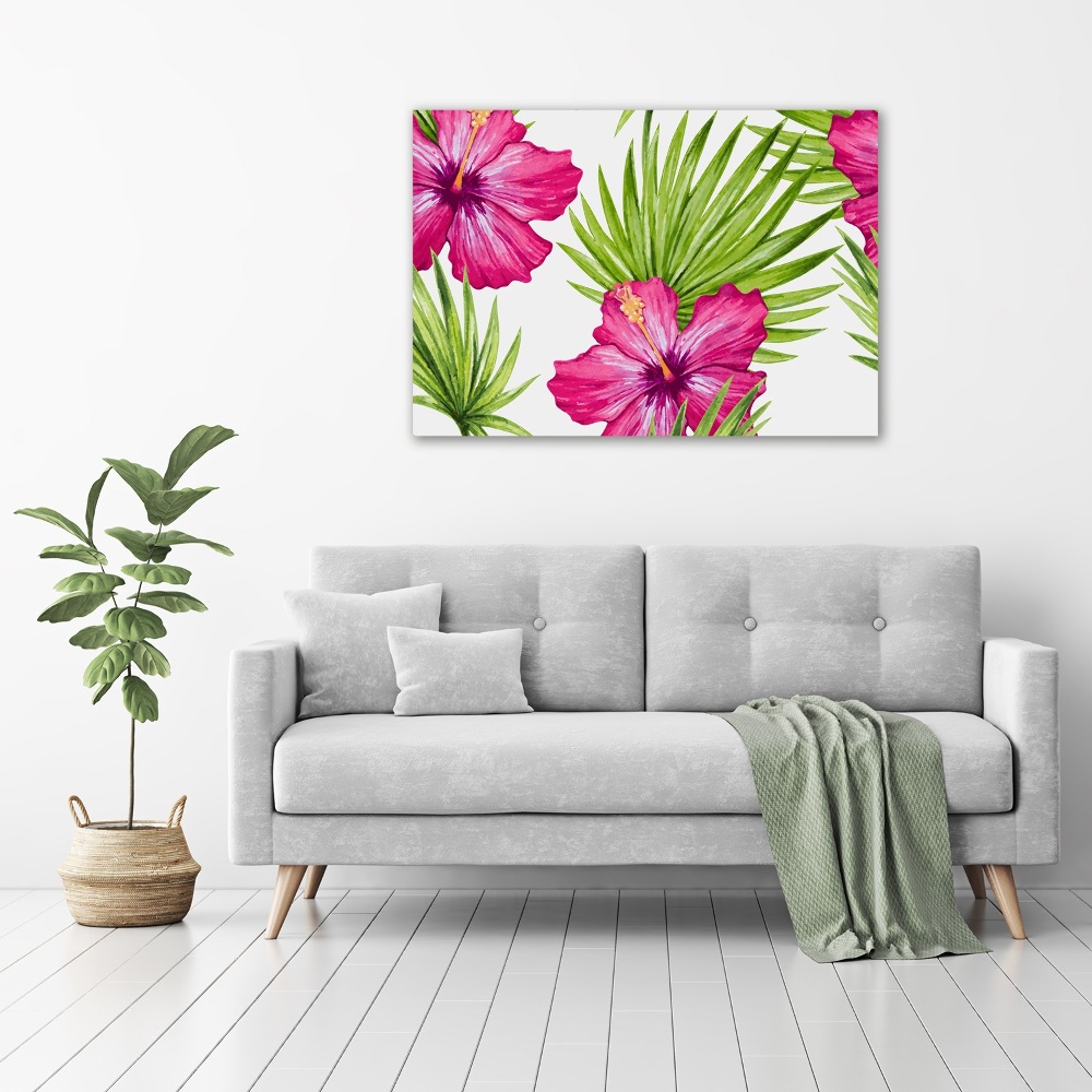 Tableau mural sur toile Fleurs hawaïennes roses