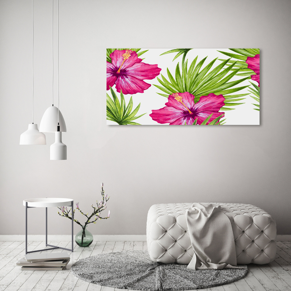 Tableau mural sur toile Fleurs hawaïennes roses