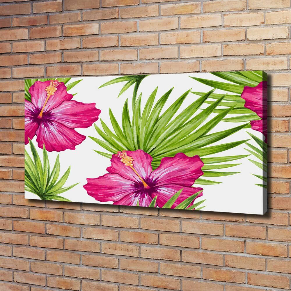 Tableau mural sur toile Fleurs hawaïennes roses