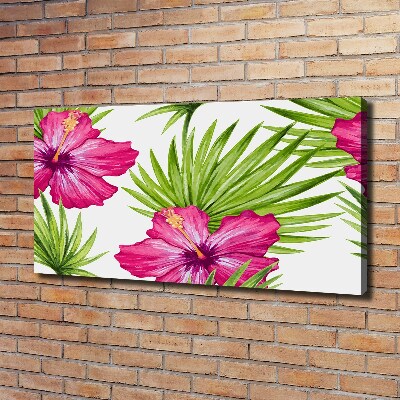 Tableau mural sur toile Fleurs hawaïennes roses