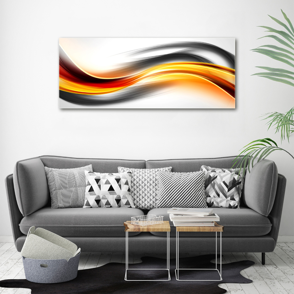 Tableau sur toile Abstraction vagues orange