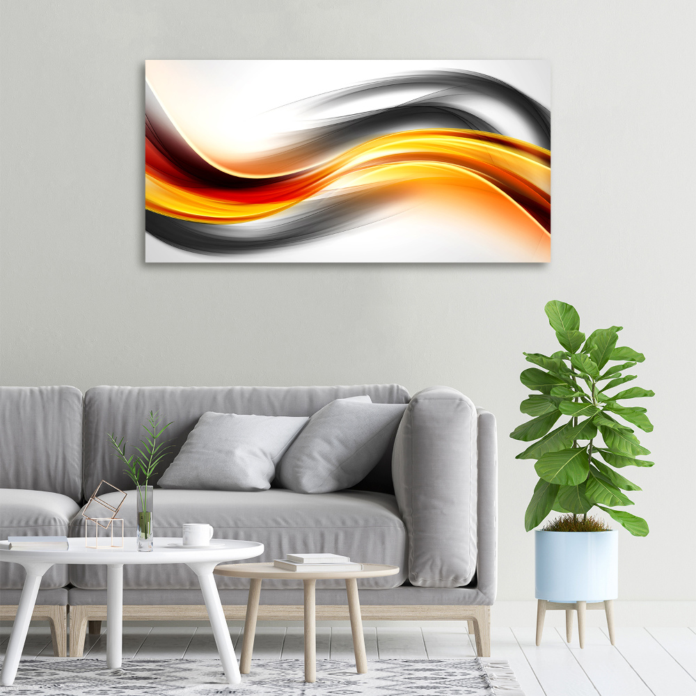 Tableau sur toile Abstraction vagues orange