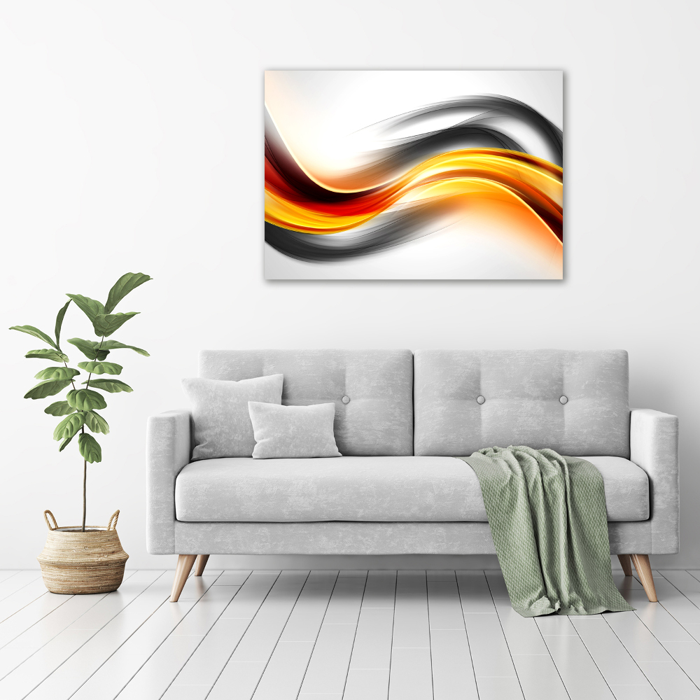 Tableau sur toile Abstraction vagues orange