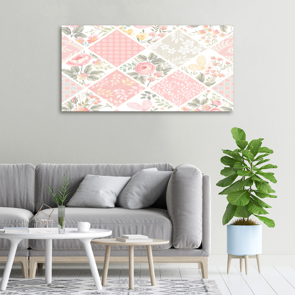 Tableau sur toile Roses et papillons