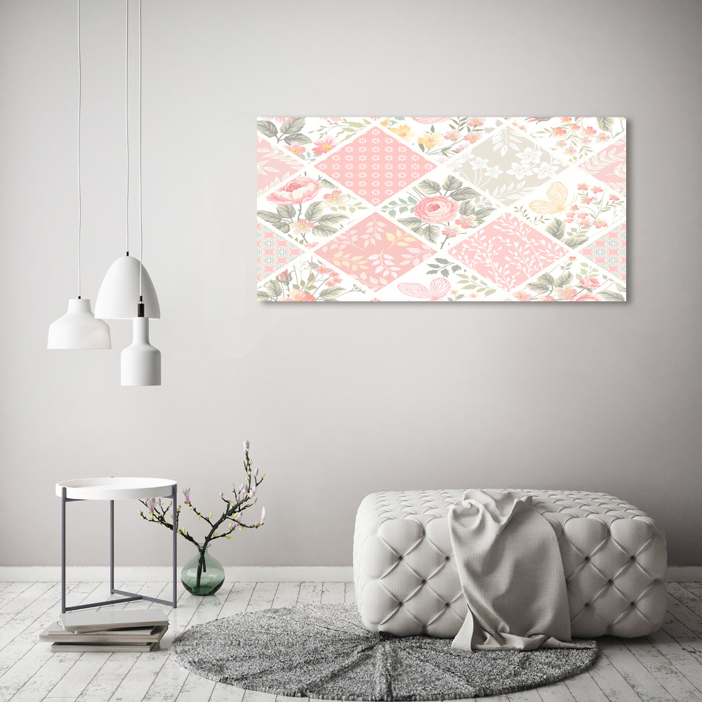 Tableau sur toile Roses et papillons