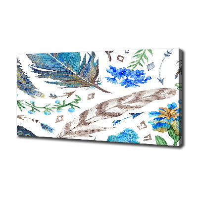 Tableau toile imprimée Plumes et fleurs