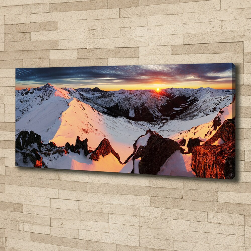 Tableau sur toile Montagnes en hiver