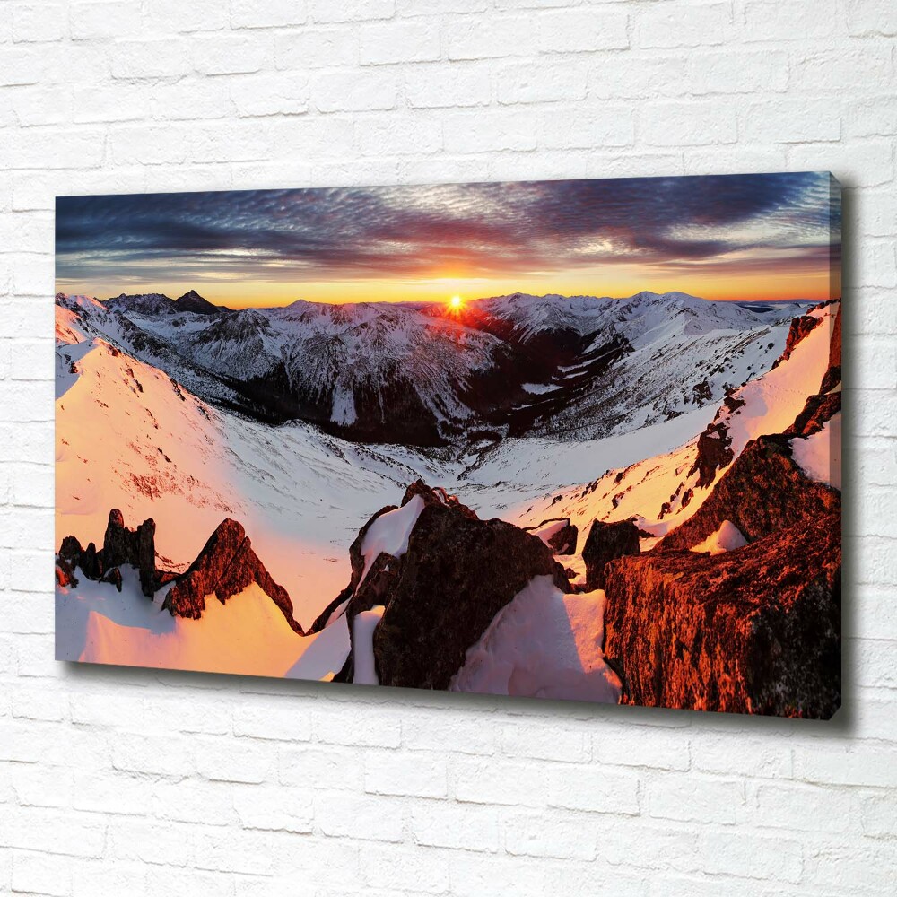 Tableau sur toile Montagnes en hiver