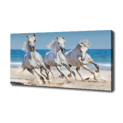 Tableau imprimé sur toile Plage de chevaux blancs