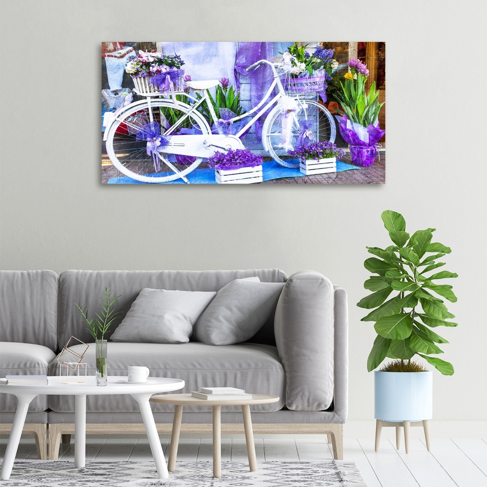 Tableau toile imprimée Bicyclette blanche