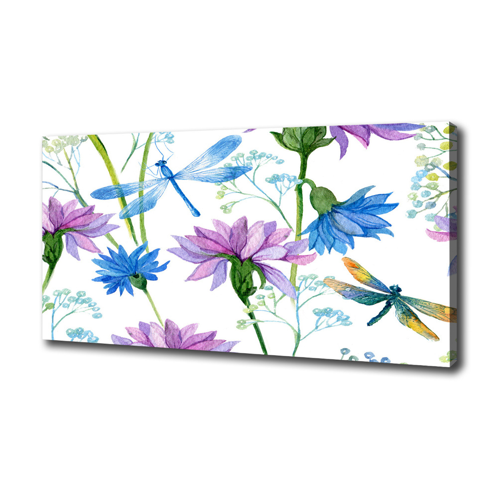 Tableau photo sur toile Fleurs et libellules