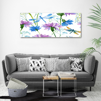 Tableau photo sur toile Fleurs et libellules