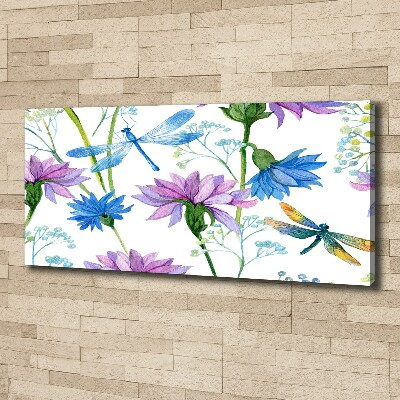 Tableau photo sur toile Fleurs et libellules