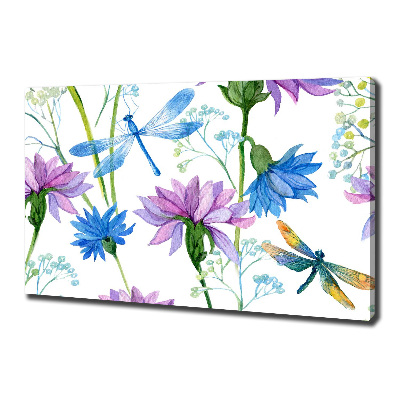 Tableau photo sur toile Fleurs et libellules