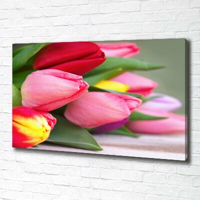 Tableau sur toile Tulipes colorées