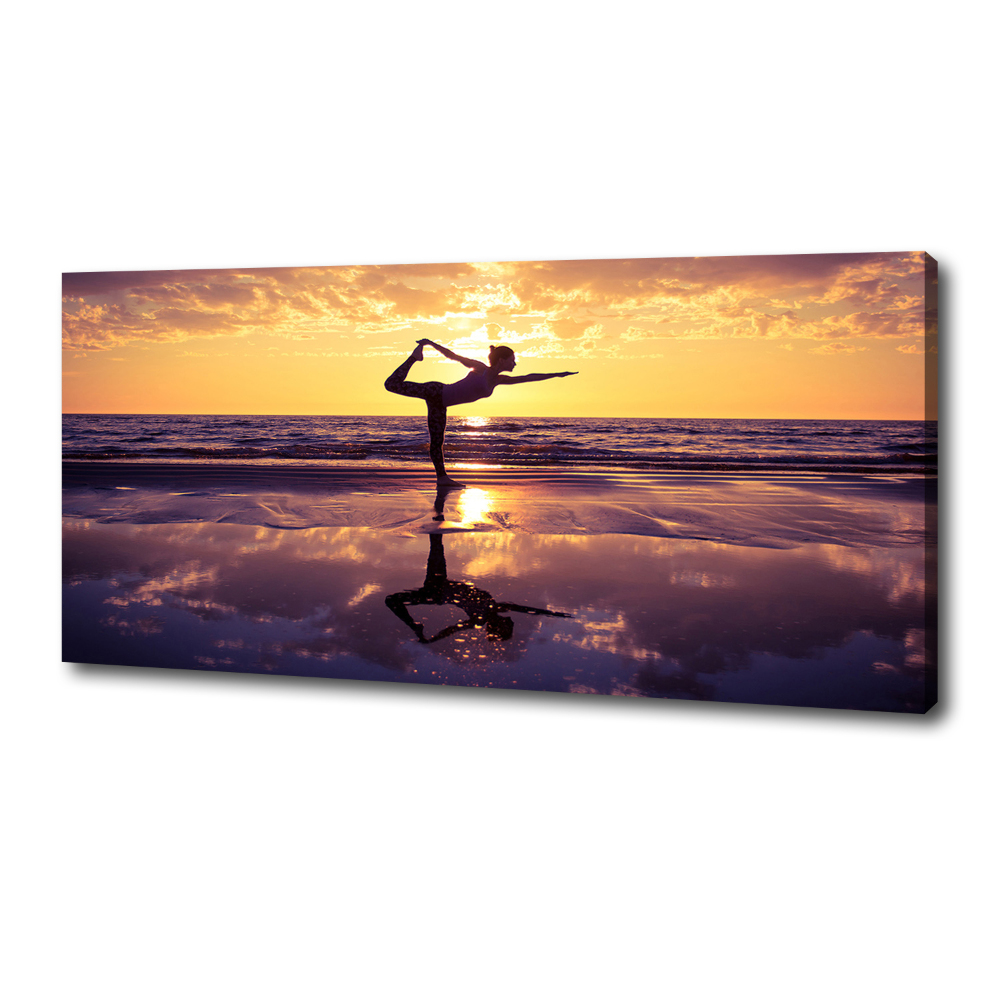 Tableau toile imprimée Yoga sur la plage