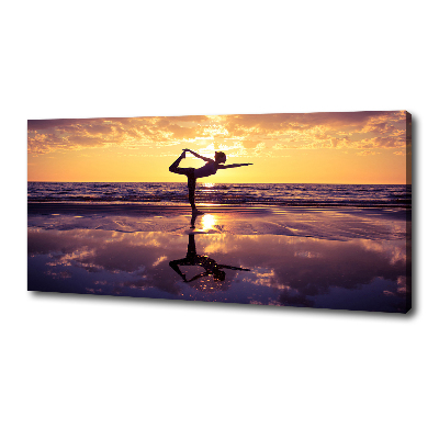 Tableau toile imprimée Yoga sur la plage