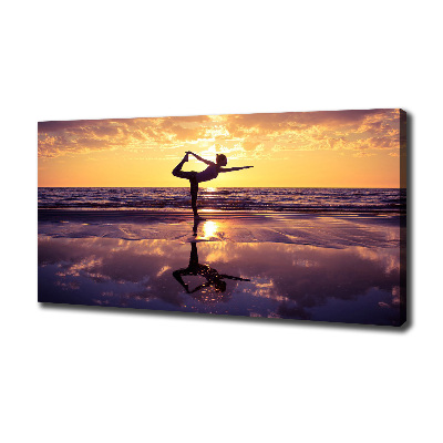 Tableau toile imprimée Yoga sur la plage