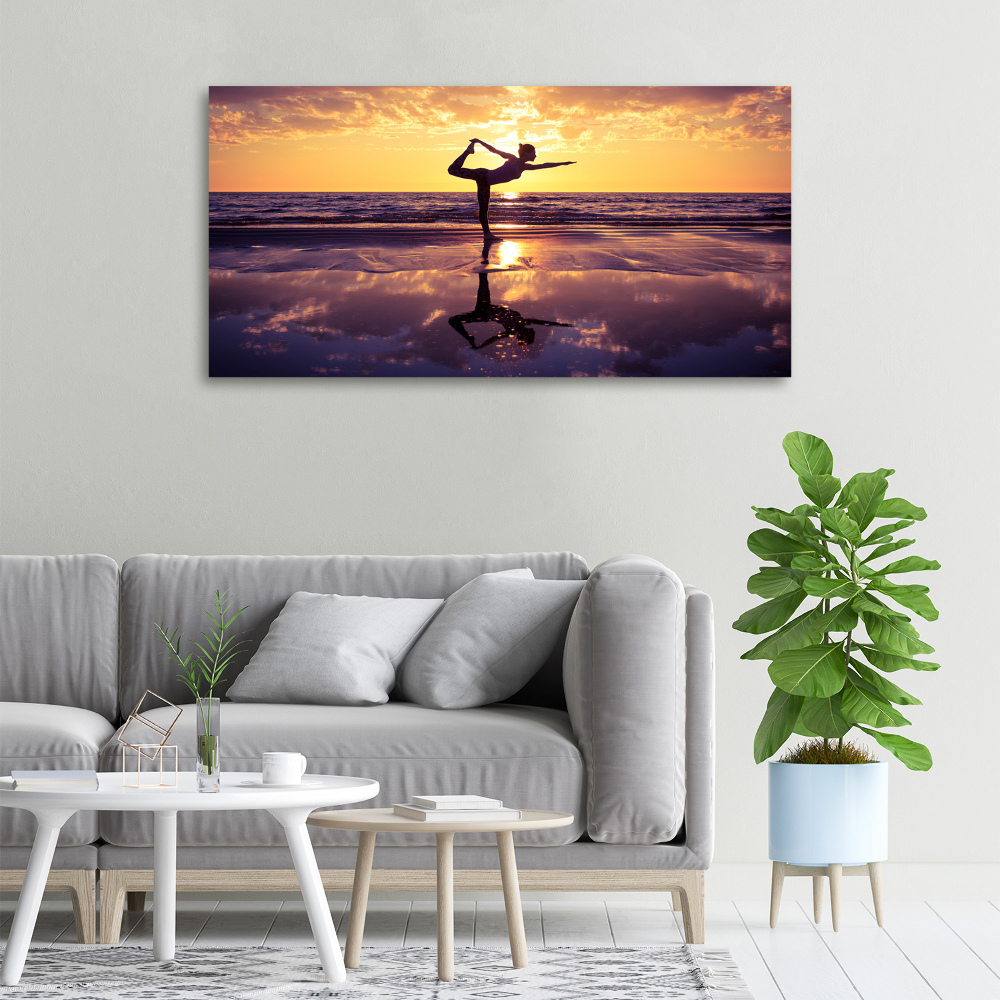 Tableau toile imprimée Yoga sur la plage