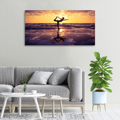 Tableau toile imprimée Yoga sur la plage