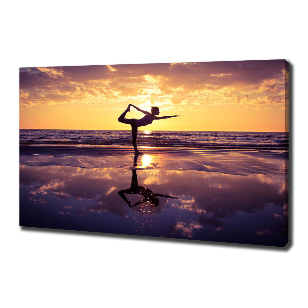 Tableau toile imprimée Yoga sur la plage