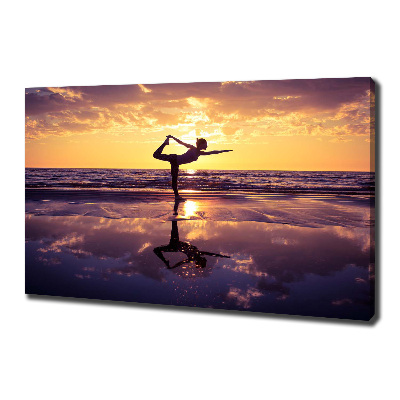 Tableau toile imprimée Yoga sur la plage