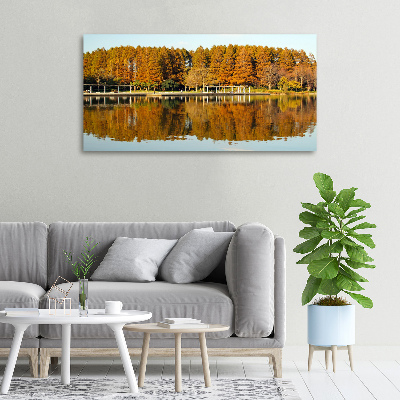 Tableau imprimé sur toile Forêt de bord de lac