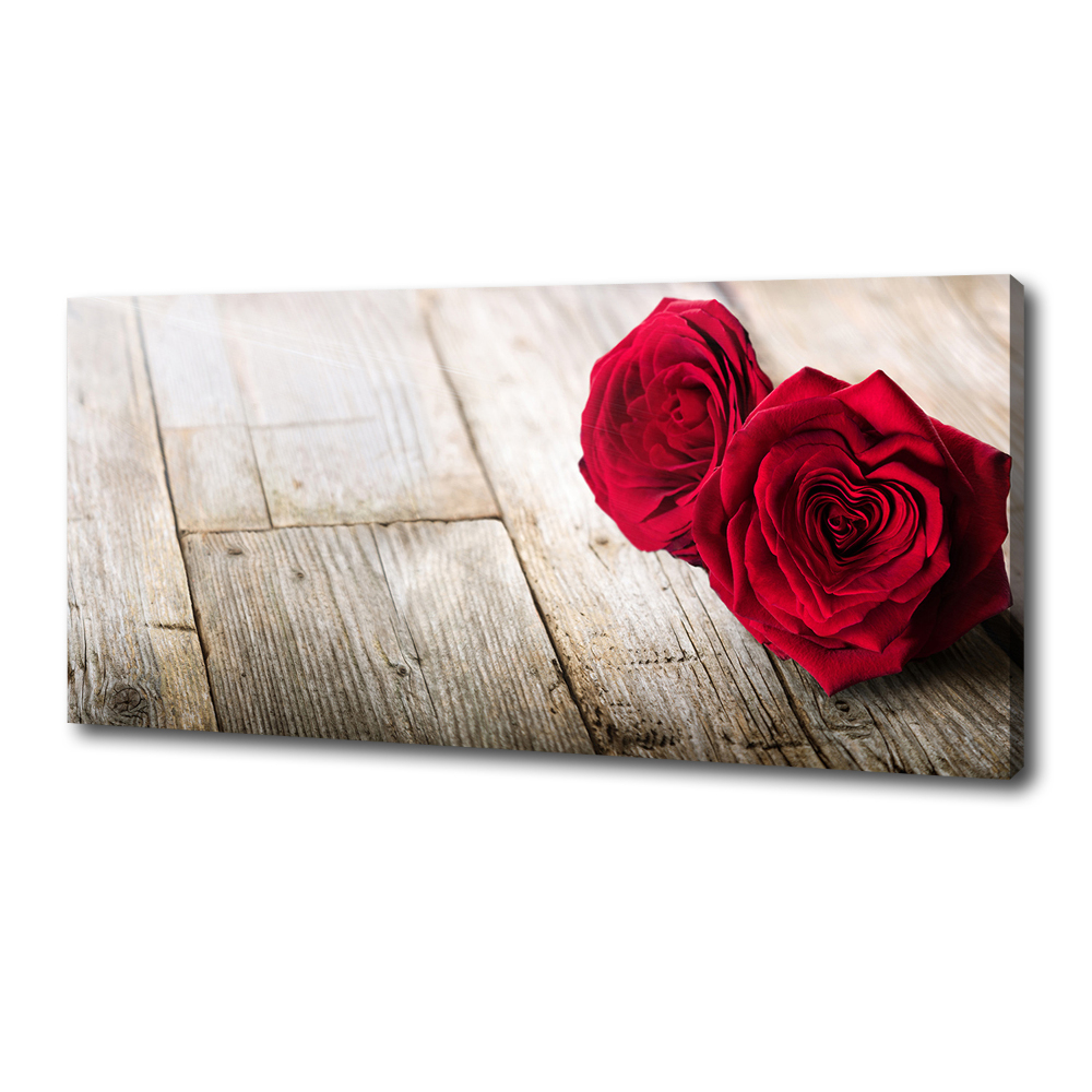 Tableau sur toile Roses sur bois