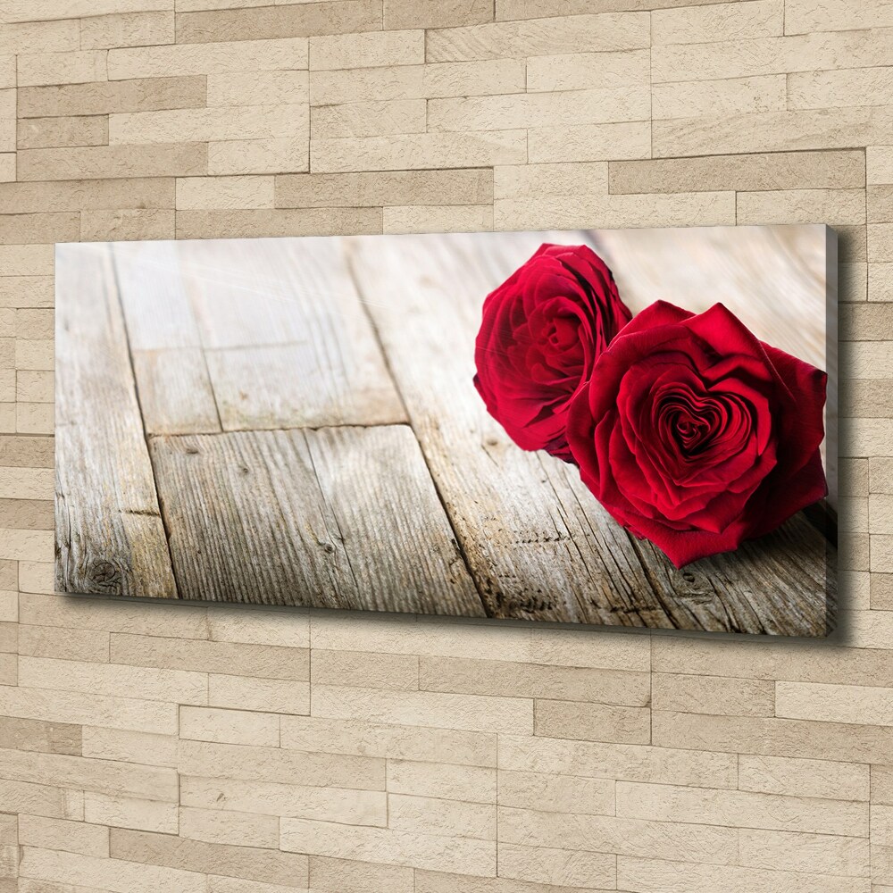 Tableau sur toile Roses sur bois