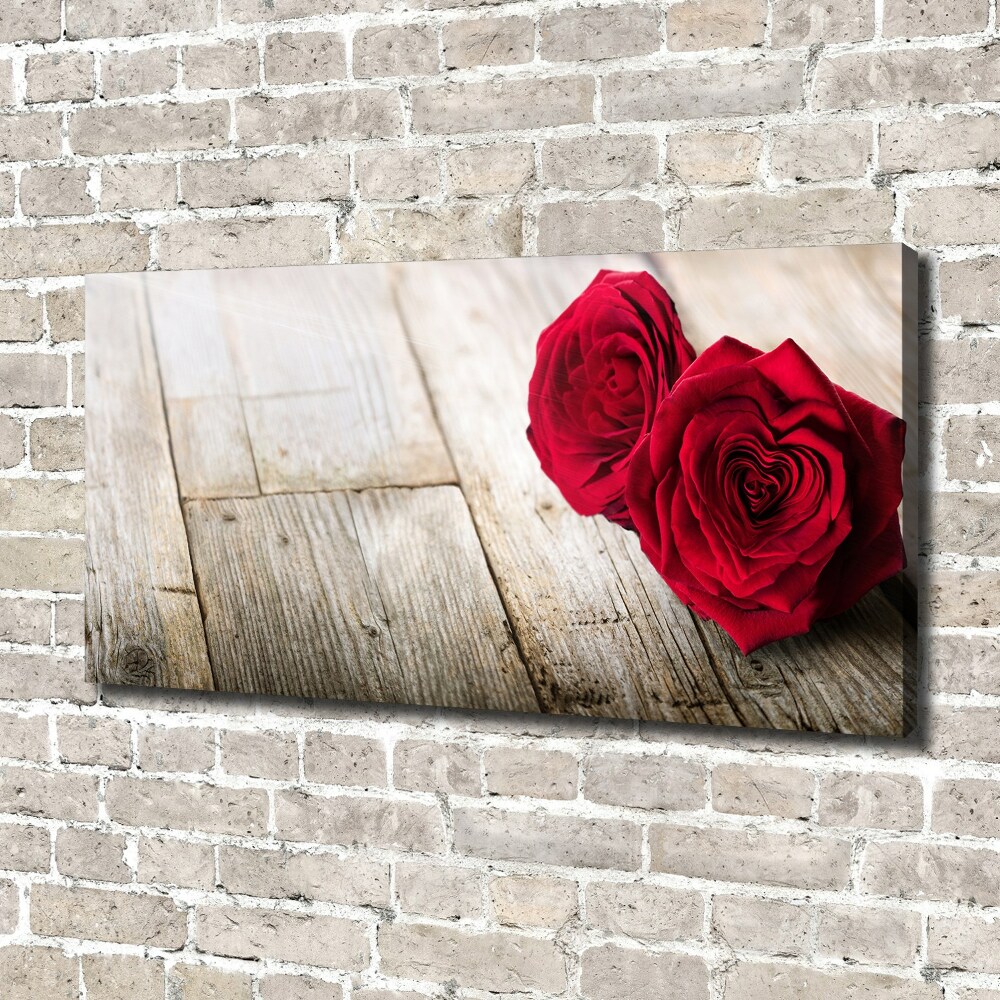 Tableau sur toile Roses sur bois