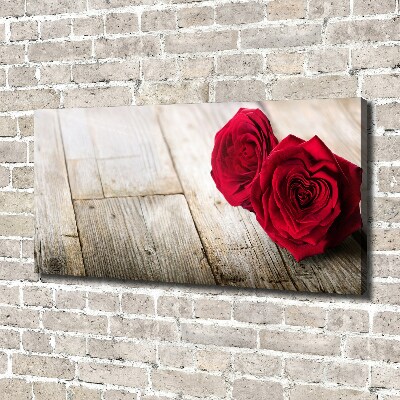 Tableau sur toile Roses sur bois