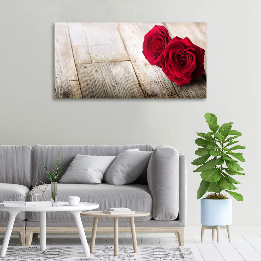 Tableau sur toile Roses sur bois