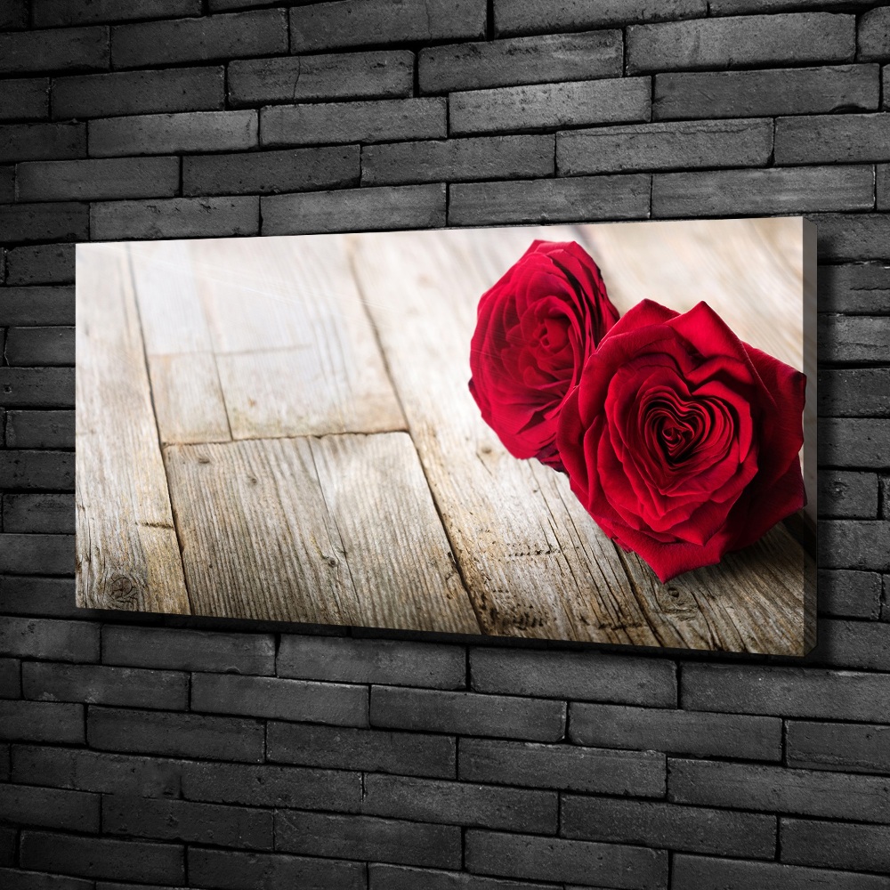 Tableau sur toile Roses sur bois