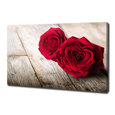 Tableau sur toile Roses sur bois