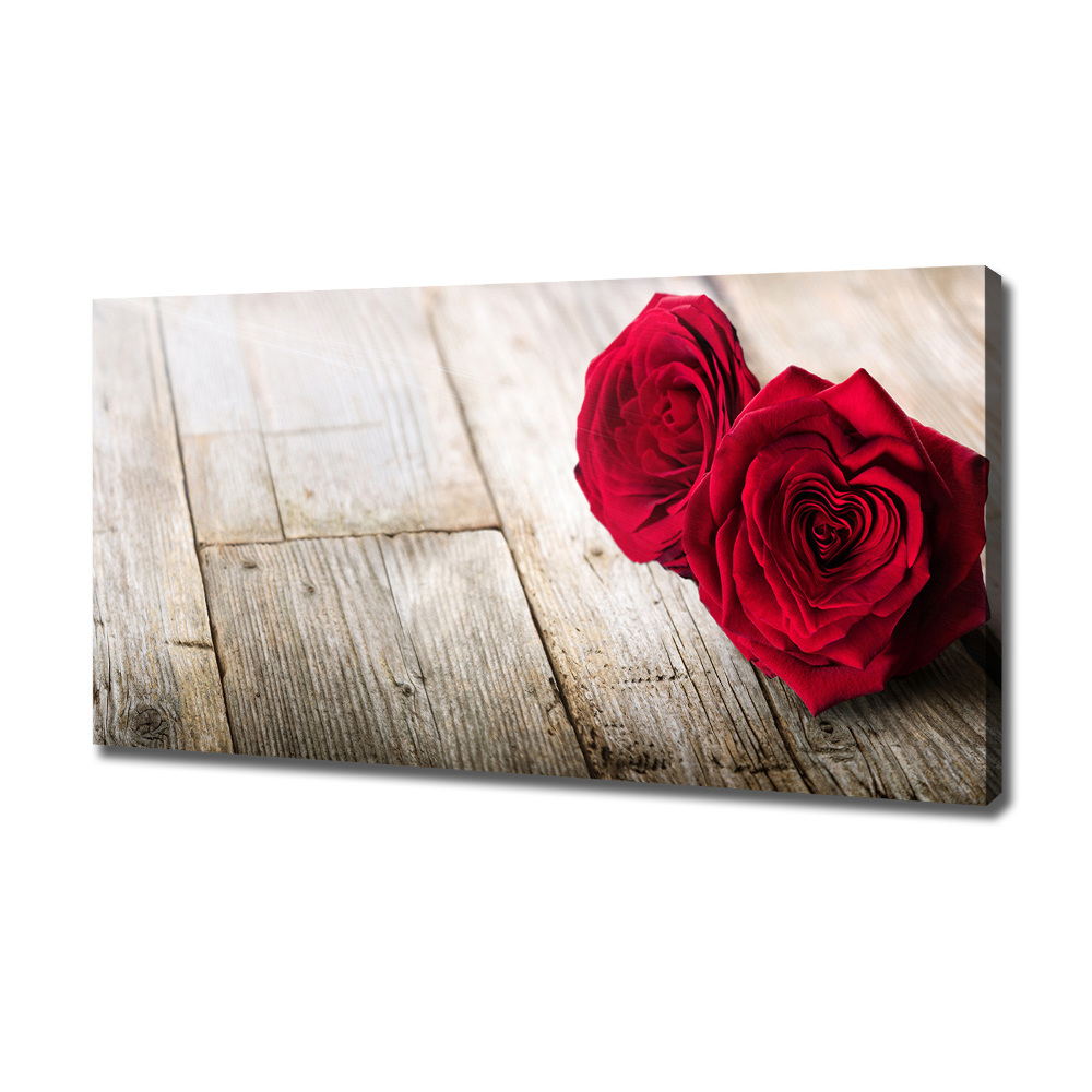 Tableau sur toile Roses sur bois