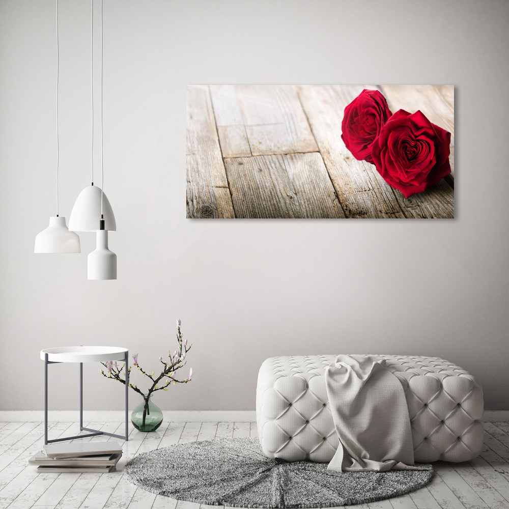 Tableau sur toile Roses sur bois