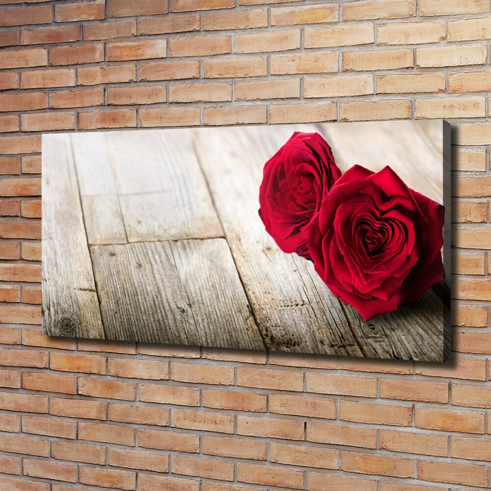 Tableau sur toile Roses sur bois