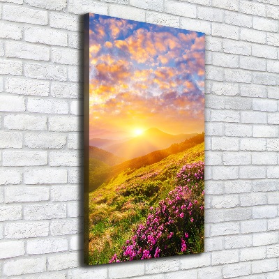 Tableau mural sur toile Coucher de soleil en montagne