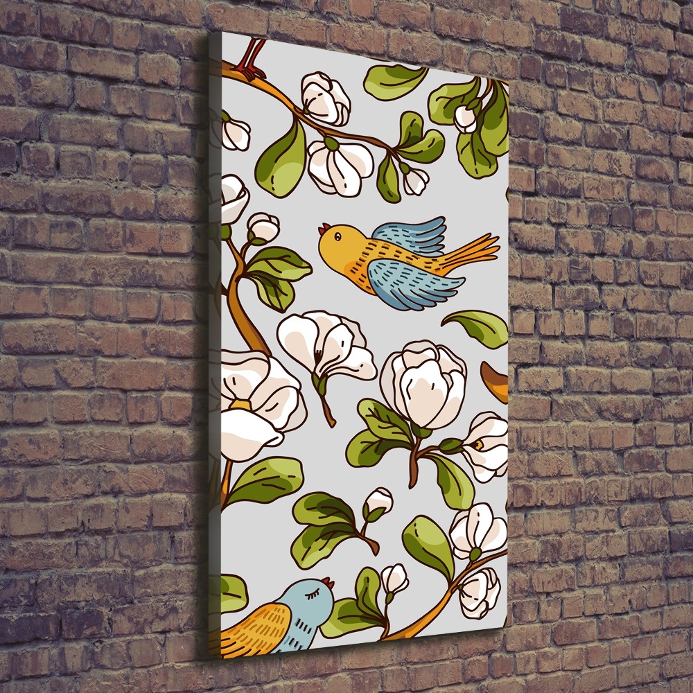 Tableau photo sur toile Oiseaux et fleurs