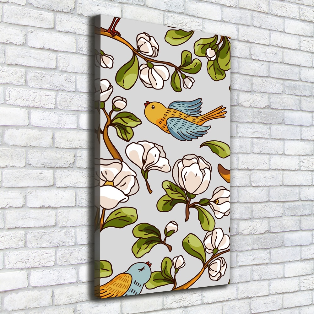 Tableau photo sur toile Oiseaux et fleurs