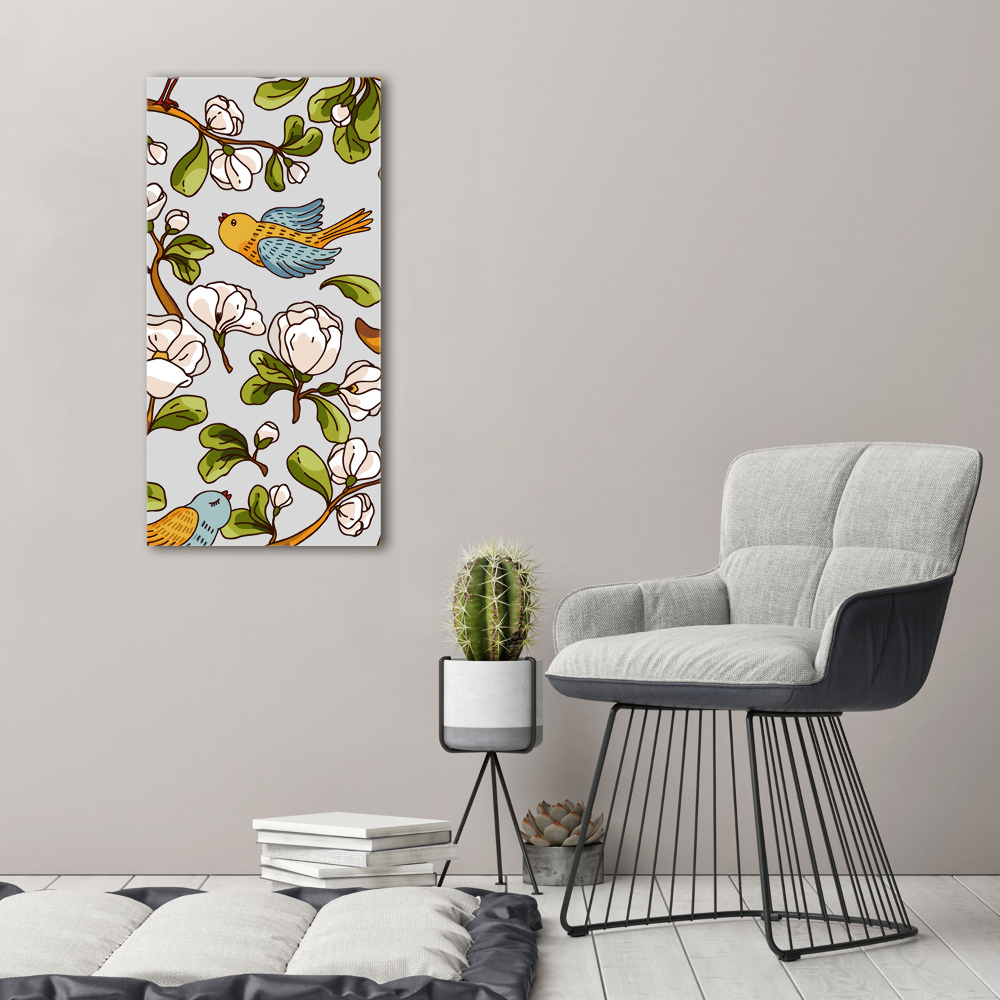 Tableau photo sur toile Oiseaux et fleurs