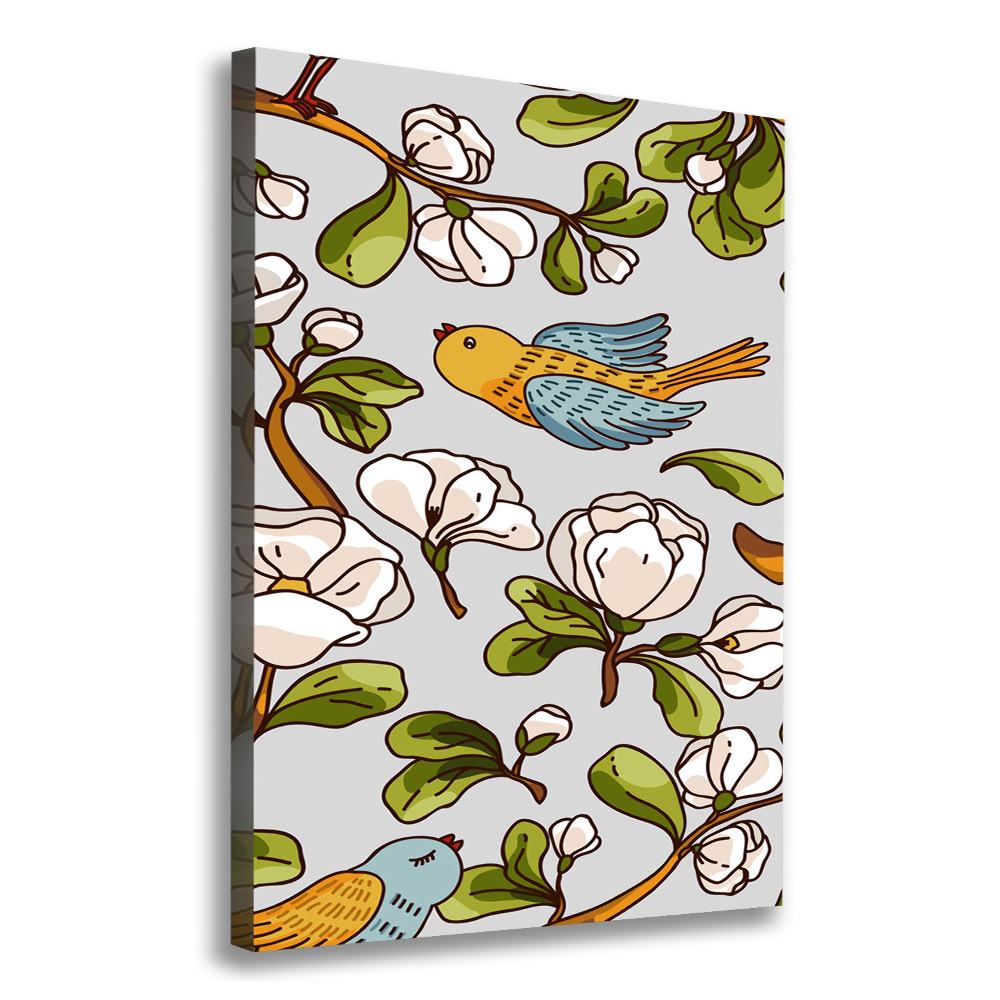 Tableau photo sur toile Oiseaux et fleurs