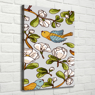 Tableau photo sur toile Oiseaux et fleurs