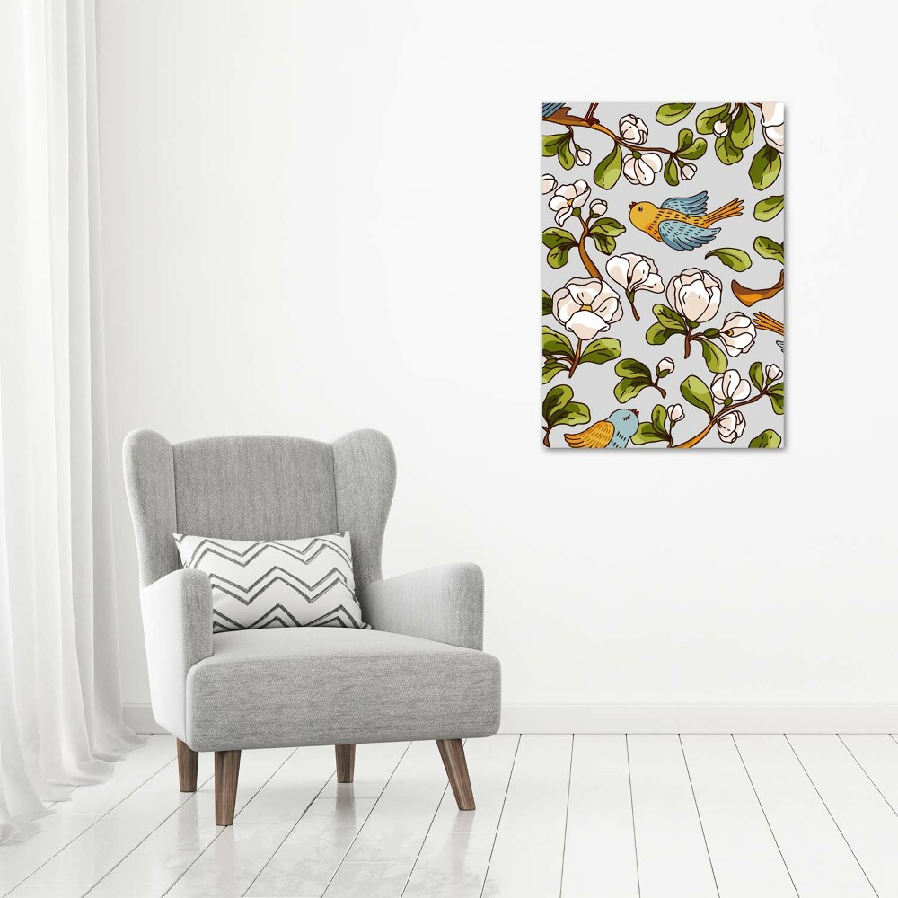 Tableau photo sur toile Oiseaux et fleurs