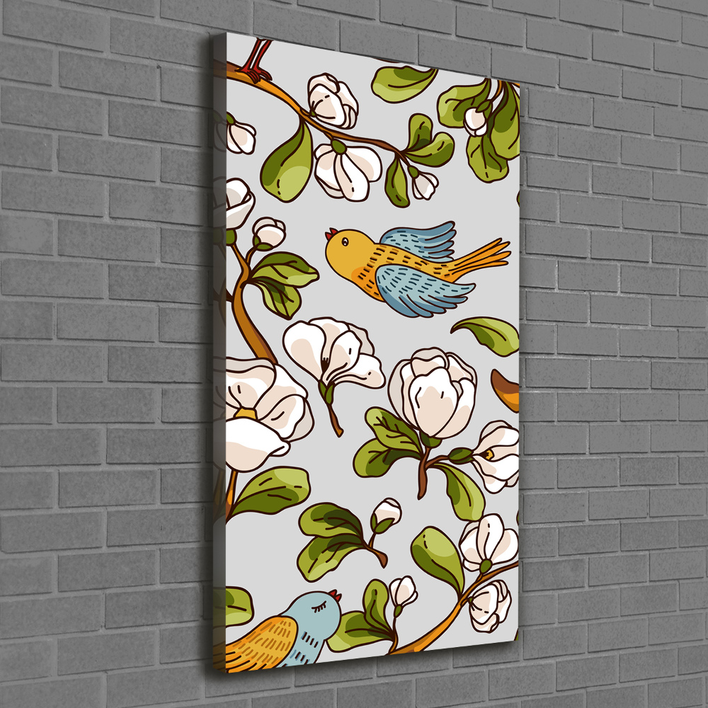 Tableau photo sur toile Oiseaux et fleurs