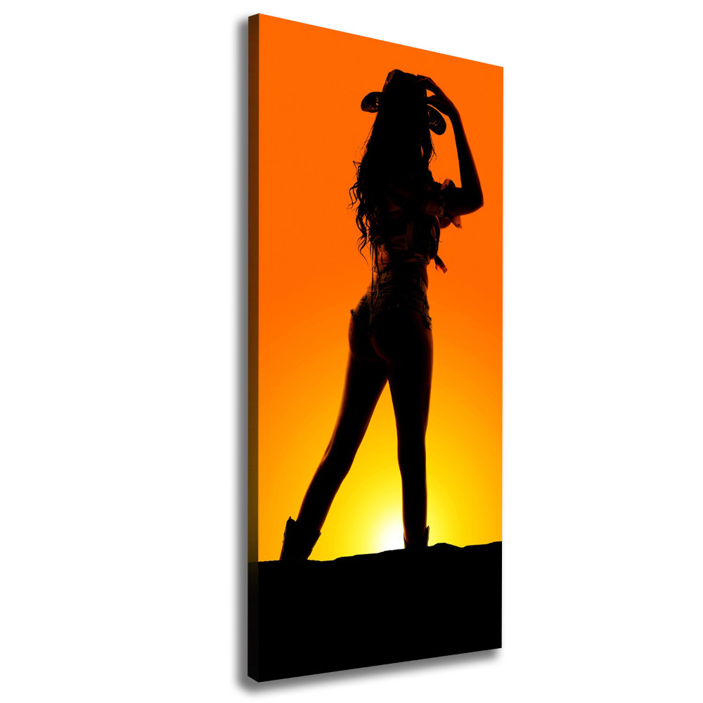 Tableau toile imprimée Silhouette d'une cow-girl