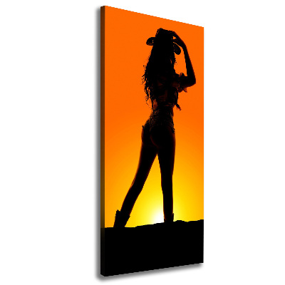 Tableau toile imprimée Silhouette d'une cow-girl