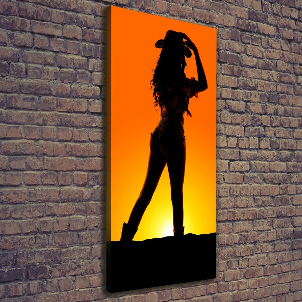 Tableau toile imprimée Silhouette d'une cow-girl